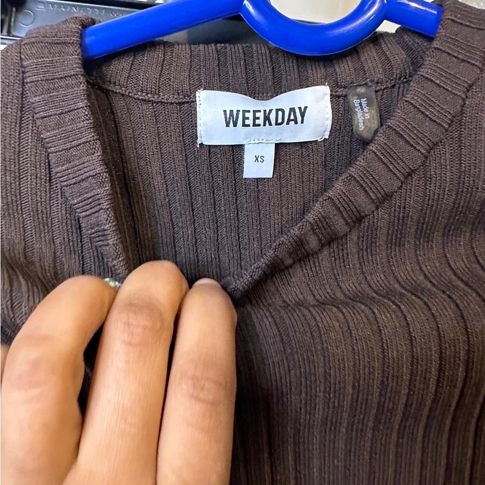 Weekday Brown Ribbed Sweater